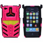 Wholesale iPhone 4 4S 3D Transformer Hybrid Case (Pink-Black)
